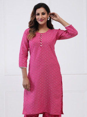RARDHANIA Women Printed A-line Kurta(Pink)
