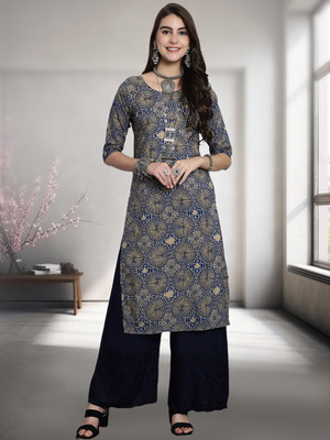 1 Stop Fashion Women Printed A-line Kurta(Black)