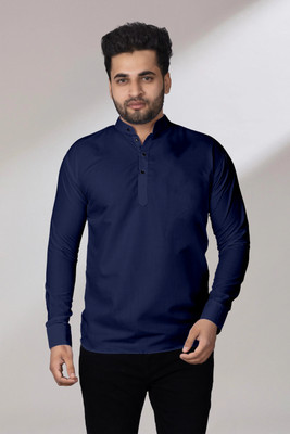 Fashion Marts Men Solid Straight Kurta(Light Blue)