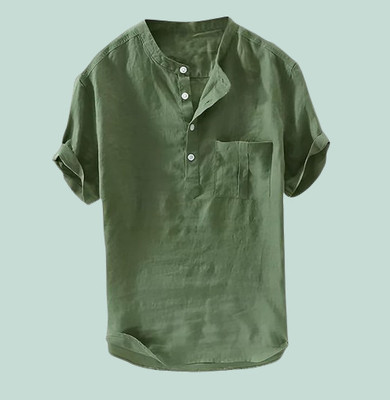 COSLETIC Men Solid Straight Kurta(Green)