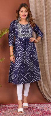 PARTH FASHIONS Women Self Design A-line Kurta(Blue)