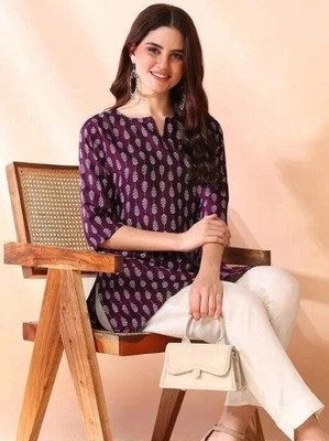 SHREE HARIFASHION Women Printed Tunic Kurta(Purple)