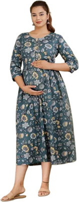 RIXRY Women Printed A-line Kurta(Grey)