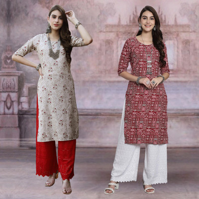 Moda Rapido Women Printed Straight Kurta(Multicolor)