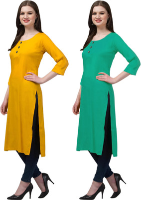 Coft Women Solid Straight Kurta(Multicolor)