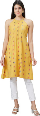 Globus Women Printed A-line Kurta(Yellow)