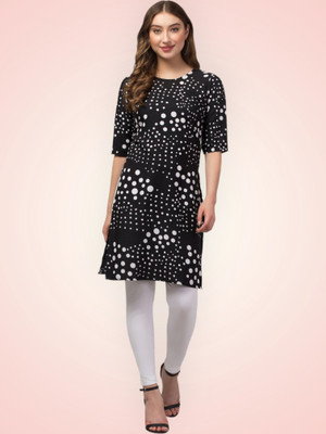 E&A Enterprises Women Printed Straight Kurta(Black)