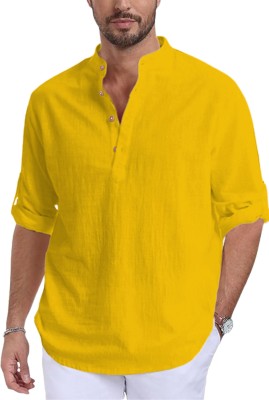 TrendiVastra Men Solid Straight Kurta(Yellow)