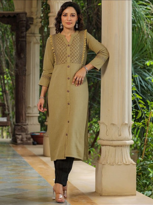 PERFECT PRODUCTIONS Women Printed A-line Kurta(Green)