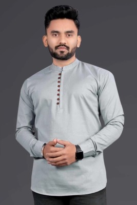 Ananta Men Solid Casual Grey Shirt