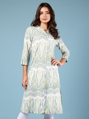 V-MART Women Printed A-line Kurta(Green)