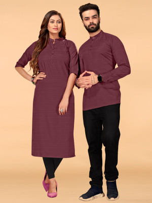 Harekrishna creation Women Striped A-line Kurta(Maroon)