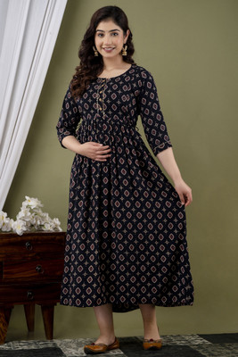 COTTON MULMUL STORE Women A-line Black, White, Red Midi/Calf Length Dress