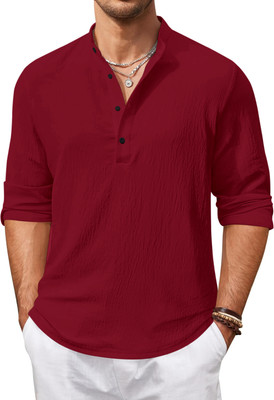HEMADHAV Men Solid Straight Kurta(Maroon)