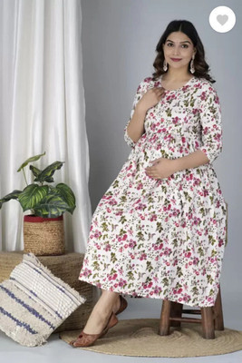 UrbanRang Women Printed Anarkali Kurta(White)