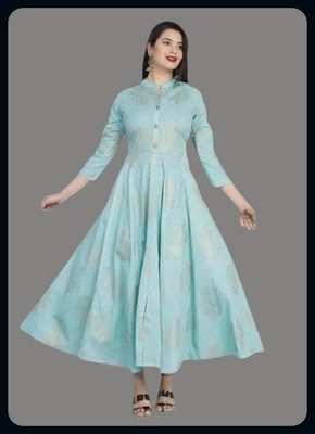 RACHNA FASHION Women Printed Anarkali Kurta(Blue)