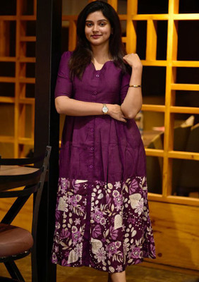 sadhnazon Women A-line Purple Midi/Calf Length Dress