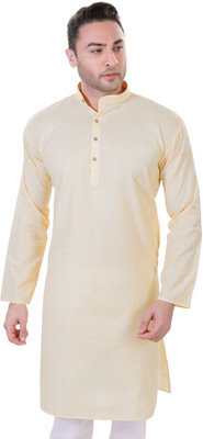 MAHARAJA Men Solid Straight Kurta(Yellow)