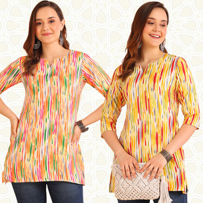 DSK STUDIO Women Striped Tunic Kurta(Multicolor)