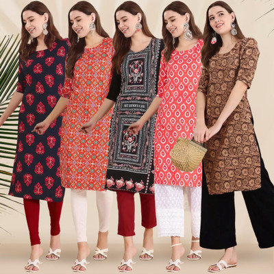 1 Stop Fashion Women Printed A-line Kurta(Multicolor)