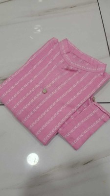 SUBHAN CLOTHING Women Striped A-line Kurta(Pink)