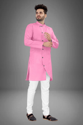 DIAMOND CLUSTER Men Solid Trail Cut Kurta(Multicolor)