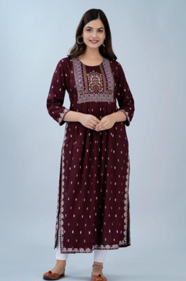 AKSHA CREATION STORE Women Printed Anarkali Kurta(Maroon)
