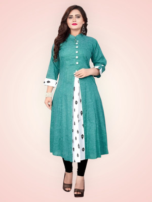 U CREATION Women Solid Straight Kurta(Light Blue)