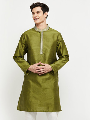 MAX Men Solid A-line Kurta(Green)