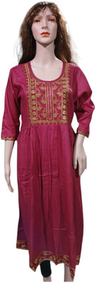fits and fab Women Embroidered Anarkali Kurta(Maroon)
