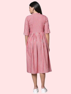 Houseofcommonv Women Printed Anarkali Kurta(Pink)