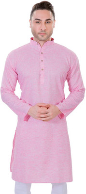 MAHARAJA Men Solid Straight Kurta(Pink)