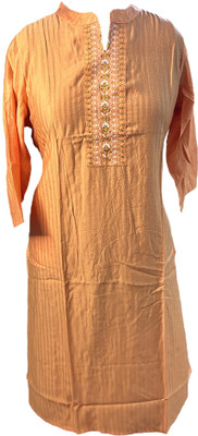 SM PRODUCTS Women Printed A-line Kurta(Orange)