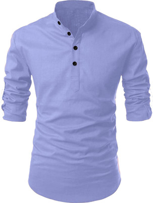 LIRMO Men Solid Straight Kurta(Blue)