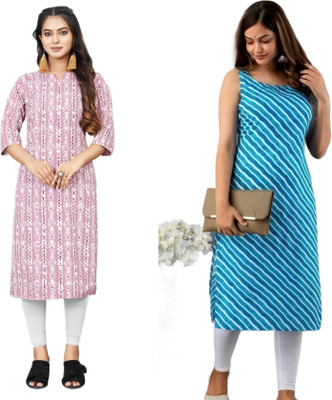 HouseOfCommon Women Printed Straight Kurta(Multicolor)