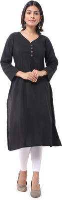 DESHBANDHU DBK Women Solid Straight Kurta(Black)