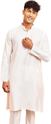 VASTRAMAY Men Solid Straight Kurta(White)