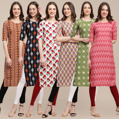 EthnicBasket Women Printed Straight Kurta(Multicolor)