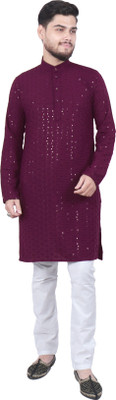 SQS Men Solid Straight Kurta(Multicolor)