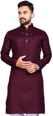 SEFRONI Men Solid Straight Kurta(Maroon)