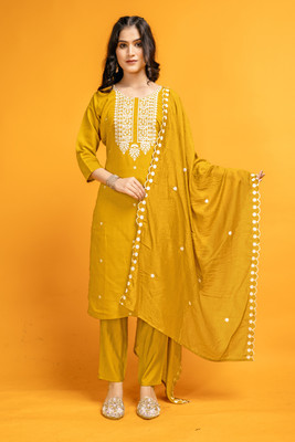Tasrika Embroidered Kurta, Trouser/Pant & Dupatta Set