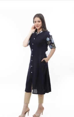 AADVIKA CREATIONS Women Embroidered A-line Kurta(Blue)