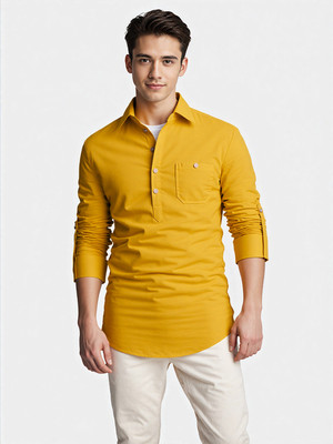 Navkanj Men Solid Straight Kurta(Yellow)