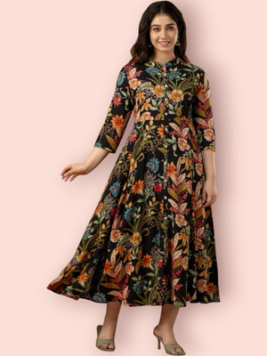 mk creation Women Printed Anarkali Kurta(Multicolor)