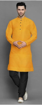 PRIDE SALES Men Solid Ethnic Dress Kurta(Yellow)