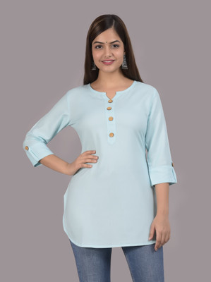 BADTHUNIA FAB Women Solid A-line Kurta(Blue)