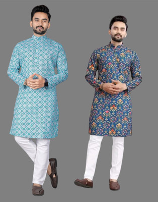 DHASU TRENDZ Men Dyed/Ombre Straight Kurta(Multicolor)