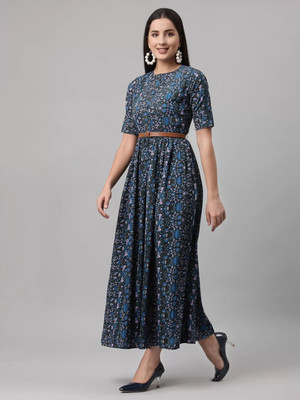 AAYUSH CREATIONS Flared/A-line Gown(Blue)