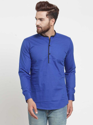 Moda Rapido Men Solid Straight Kurta(Blue)