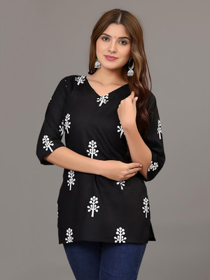 NAVYANKAA Casual Printed Women Black Top